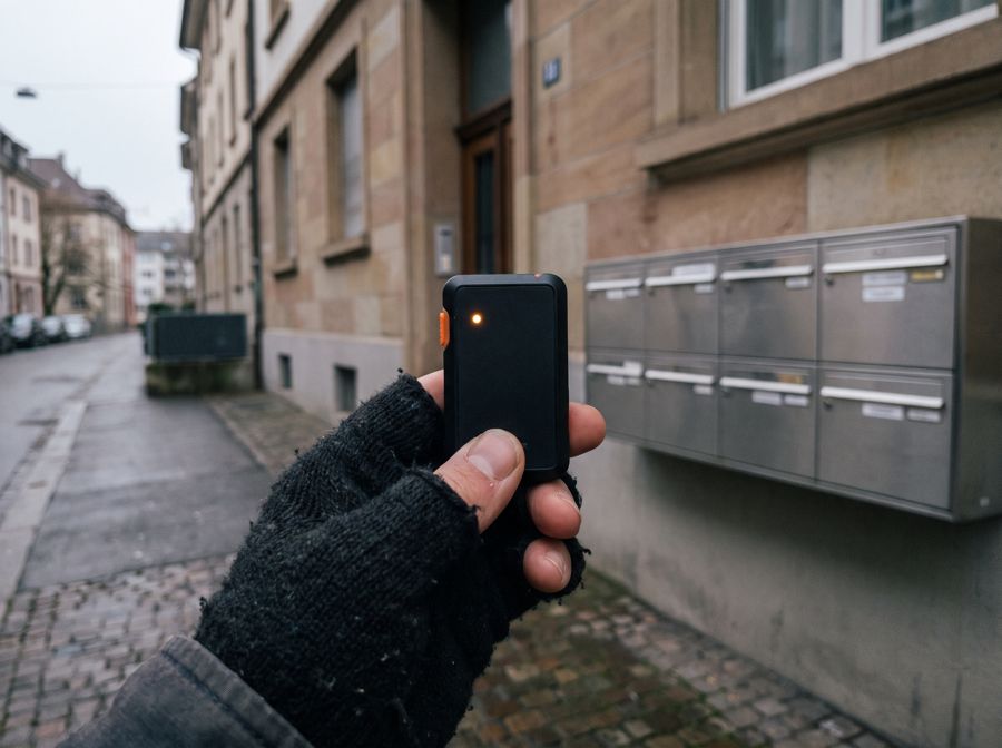 GPS-Gerät in der Hand